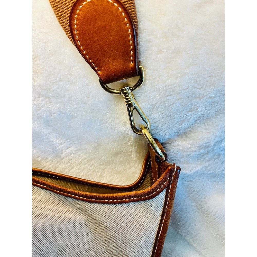Hermes Evelyne GM Crossbody Bag Canvas Leather Cognac Authentic - Picture 10 of 16